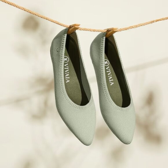 Vivaia Aria 2.0 Mint Gray Pointed Toe Ballet Flat Comfort Shoes Size 37.5 - Picture 2 of 16